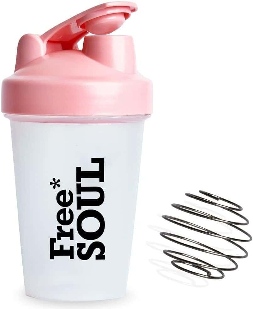 Free Soul Protein Shaker Bottle Pink with Mixball | Mini | BPA Free | Water Bottle for Protein Shakes | Easy to Grip  Temperature Safe (16oz)