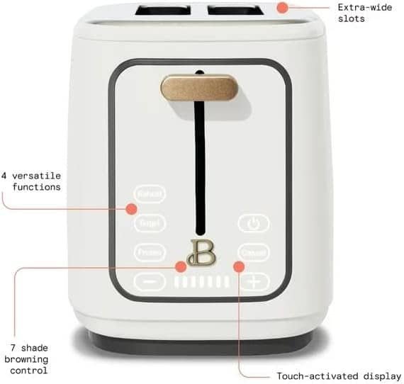 2 Slice Touchscreen Toaster, White Icing by Drew Barrymore