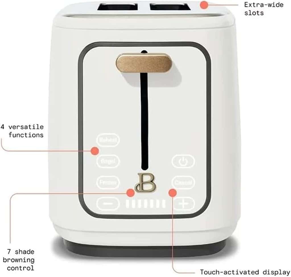 2 Slice Touchscreen Toaster, White Icing by Drew Barrymore (Oyster Gray)