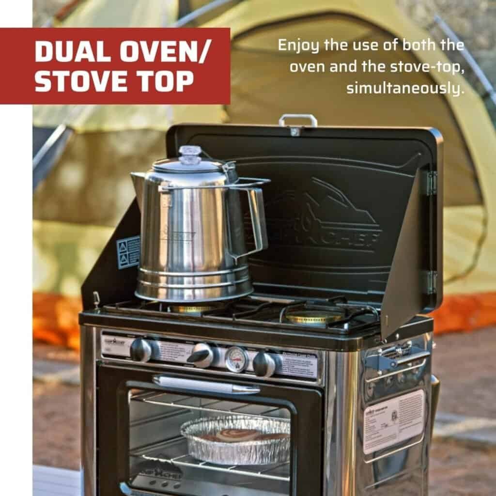 Camp Chef Outdoor Camp Oven, Dimensions with handles: 15 in. L x 25 in. W x 18 in. H