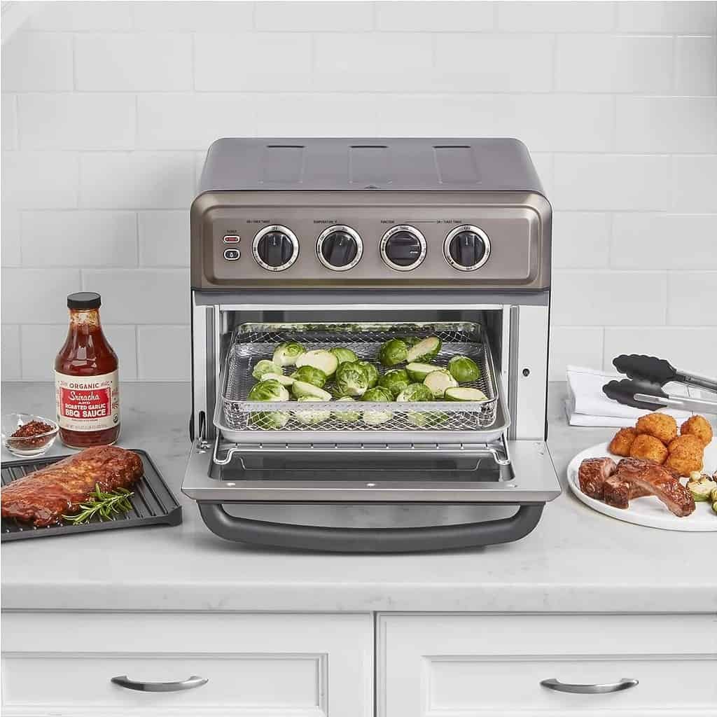 Cuisinart Stainless Steel Oven Air Fryer with Grill Toaster Oven (Black) with Air Fryer Oven Cookbook and Oven Mitt (3 Items)