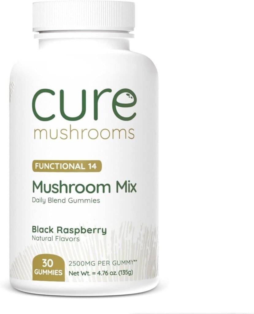 CURE MUSHROOMS 14 Blend Organic Mushroom Complex - Premium Mushroom Gummies Supplement for Immunity, Gut Support, Brain Health  Natural Energy - 30 Gummies