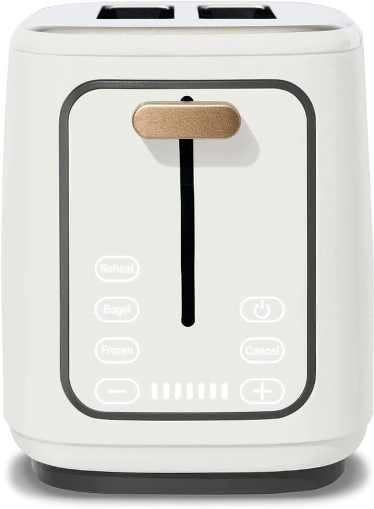 Touchscreen Toaster, Toaster with Touch-Activated Display, Kitchenware by Drew Barrymore (2-Slice, White Icing)