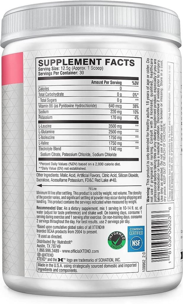 XTEND Original BCAA Powder Watermelon Explosion - Sugar Free Post Workout Muscle Recovery Drink with Amino Acids - 7g BCAAs for Men  Women - 30 Servings